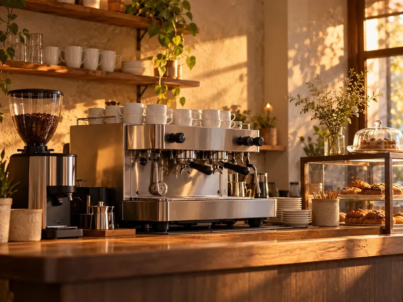 Café-Theke mit Siebträgermaschine