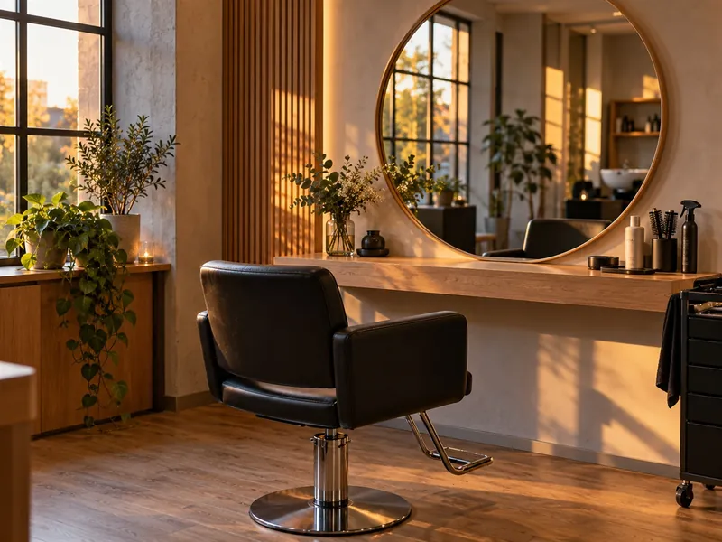 Friseursalon mit Stuhl und Spiegel
